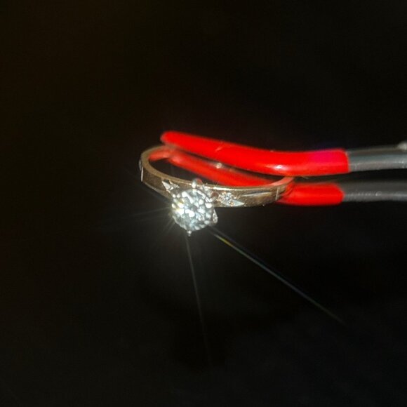 14K Gold Diamond Thin Band Engagement Ring - Picture 5 of 10